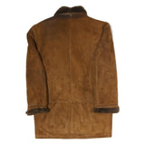 Womens Brown Suede Coat M Cotton Blend Plain Button Closure Winter Jacket