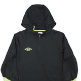 UMBRO Mens Black & Yellow Zip Sports Hoodie Jacket M Polyester Blend Plain