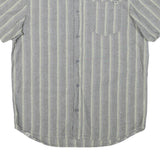VANS Mens Grey & White Stripe Shirt M Casual Cotton Blend Summer Button