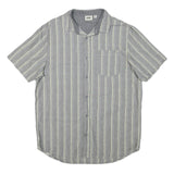 VANS Mens Grey & White Stripe Shirt M Casual Cotton Blend Summer Button