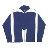 RUSSELL ATHLETIC Mens Blue & White Track Jacket L Nylon Zip Sportswear