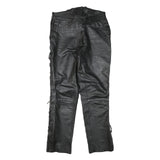 LOUIS Womens Leather Black Regular Straight Trousers W31 L31 Zip Lace-Up Sides