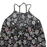 SUPERDRY Womens Black Paisley Print Halter Neck Sleeveless Top UK 10 Summer