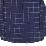 FRED PERRY Mens Blue Shirt XL Cotton Blend Checked Long Sleeve Button Down