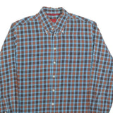 PIERRE CARDIN Mens Blue & Brown Check Shirt M Button Down Collar Casual Cotton