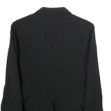 BENETTON Womens Black Pinstripe Blazer Jacket XS Polyester Blend Button Closure