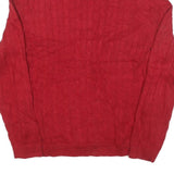 LAUREN RALPH LAUREN Womens Red Cable Knit Button Up Jumper Shawl Collar XL