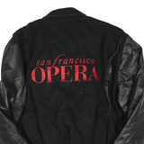Mens Black Wool Blend Bomber L Satin Zip San Francisco Opera Embroidered Jacket