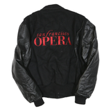 Mens Black Wool Blend Bomber L Satin Zip San Francisco Opera Embroidered Jacket