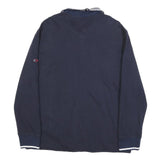 NAUTICA Mens Navy & White 1/4 Zip Collar L Sweatshirt Cotton Blend Casual