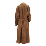 Womens Brown Wool Blend Long Sleeve Button Jacket M Belted Classic Outerwear