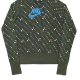NIKE Girls Green & Blue Hoodie L Cotton Blend Printed Pullover Hooded Sweatshirt