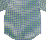 RALPH LAUREN Mens Green & Blue Check Shirt L Classic Button Collar Cotton