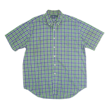 RALPH LAUREN Mens Green & Blue Check Shirt L Classic Button Collar Cotton