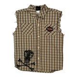 Skull And Crossbones Graphic Harley Davidson Checked Flannel Shirt - Small Multicoloured Cotton
