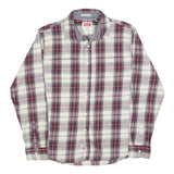 WRANGLER Mens Red & White Plaid Cotton Blend Shirt L Long Sleeve Checked Button
