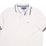TOMMY HILFIGER Mens White Polo Shirt L Cotton Short Sleeve Basic