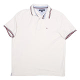 TOMMY HILFIGER Mens White Polo Shirt L Cotton Short Sleeve Basic