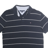 TOMMY HILFIGER Mens Blue & White Striped Short Sleeve Polo Shirt L