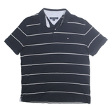 TOMMY HILFIGER Mens Blue & White Striped Short Sleeve Polo Shirt L
