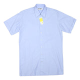 AMSA Mens Blue Short Sleeve Shirt L Cotton Blend Classic Fit Pocket