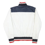 POLO RALPH LAUREN Mens White & Navy Zip Jacket XL Polyester Blend Striped Track