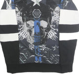 PHILIPP PLEIN Mens Black & White Skull Graphic Crew Neck S Sweatshirt Designer