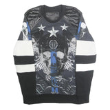 PHILIPP PLEIN Mens Black & White Skull Graphic Crew Neck S Sweatshirt Designer