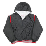 BIRDIE Mens Black Red Zip Jacket 2XL Nylon Plain Hooded Casual Retro