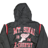 BIRDIE Mens Black Red Zip Jacket 2XL Nylon Plain Hooded Casual Retro