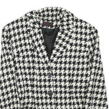 TATTOO Womens Black & White Houndstooth Classic Jacket XS Wool Blend Button