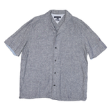TOMMY HILFIGER Mens Grey Shirt L Cotton Blend Casual Summer Button Shirt