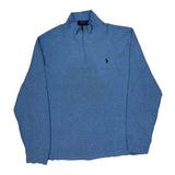 Polo By Ralph Lauren 1/4 Zip - Large Blue Cotton