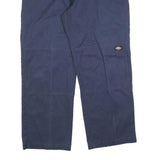 DICKIES Mens Cotton Blend Navy Regular Straight Trousers W38 L30 Workwear