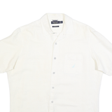 NAUTICA Mens White Cotton Blend Short Sleeve Shirt M Classic Fit Casual