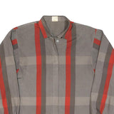 Womens Grey & Red Striped Shirt Long Sleeve Collared M Polyester Blend Classic