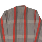 Womens Grey & Red Striped Shirt Long Sleeve Collared M Polyester Blend Classic