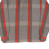 Womens Grey & Red Striped Shirt Long Sleeve Collared M Polyester Blend Classic