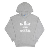 ADIDAS Womens Grey Cotton Blend Hoodie UK 10 Trefoil Logo Pullover