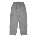 Womens Relaxed Grey Cotton Blend Zip Cargo Trousers W24 L27 Comfortable Casual