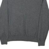 TOMMY HILFIGER Mens Grey Jumper Plain V-Neck Basic Knit L Classic Cotton Blend