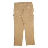 CARHARTT Mens Cotton Blend Beige Relaxed Straight Trousers W34 L32 Workwear