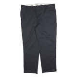 DICKIES Mens Cotton Blend Black Regular Straight Trousers W46 L32 Workwear