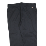 DICKIES Mens Cotton Blend Black Regular Straight Trousers W46 L32 Workwear