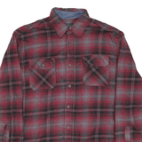 JACHS Mens Red & Grey Plaid Shirt M Cotton Blend Casual Long Sleeve Button