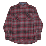 JACHS Mens Red & Grey Plaid Shirt M Cotton Blend Casual Long Sleeve Button