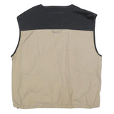 PANOPLY Mens Beige & Black Cotton Blend Zip Jacket L Casual Utility Vest