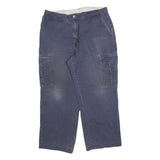 DICKIES Mens Relaxed Cargo Jeans Blue Cotton Blend Zip W36 L27 Workwear Utility