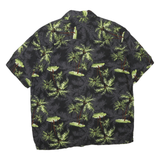 PURITAN Mens Black & Green Palm Tree Print Cotton Blend Shirt M Summer Casual