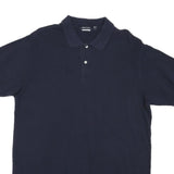 NAUTICA Mens Navy Blue Short Sleeve Plain Polo Shirt L Cotton Blend Casual